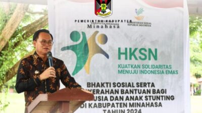Peringatan HKSN, Penjabat Bupati Noudy Tendean Serahkan Bantuan Sosial bagi Anak Stunting dan Lansia
