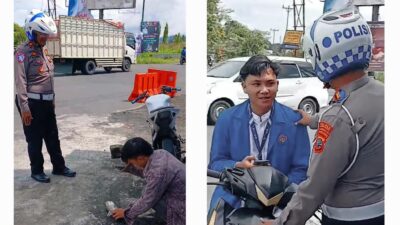 Operasi Keselamatan Samrat 2025, Kasat Lantas Polres Minahasa Edukasi Dua Remaja Pelanggar Lalu Lintas