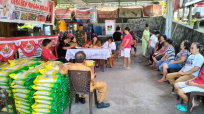Koramil 1302-O2/Eris Gelar Gerakan Pangan Murah di Desa Karor, 400 Karung Beras Terjual