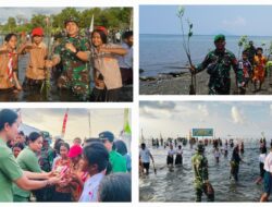 Kodim 1302/Minahasa Ajak Generasi Muda Selamatkan Pesisir, Tanam 1.000 Mangrove di HUT Ke-80 TNI