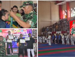 Dukung Karate Daerah, Kasdim Minahasa Hadiri Penutupan Turnamen HUT TNI