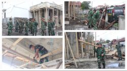 Personel Kodim 1302/Minahasa Bahu-membahu Bantu Perbaiki Gereja Rosa De Lima