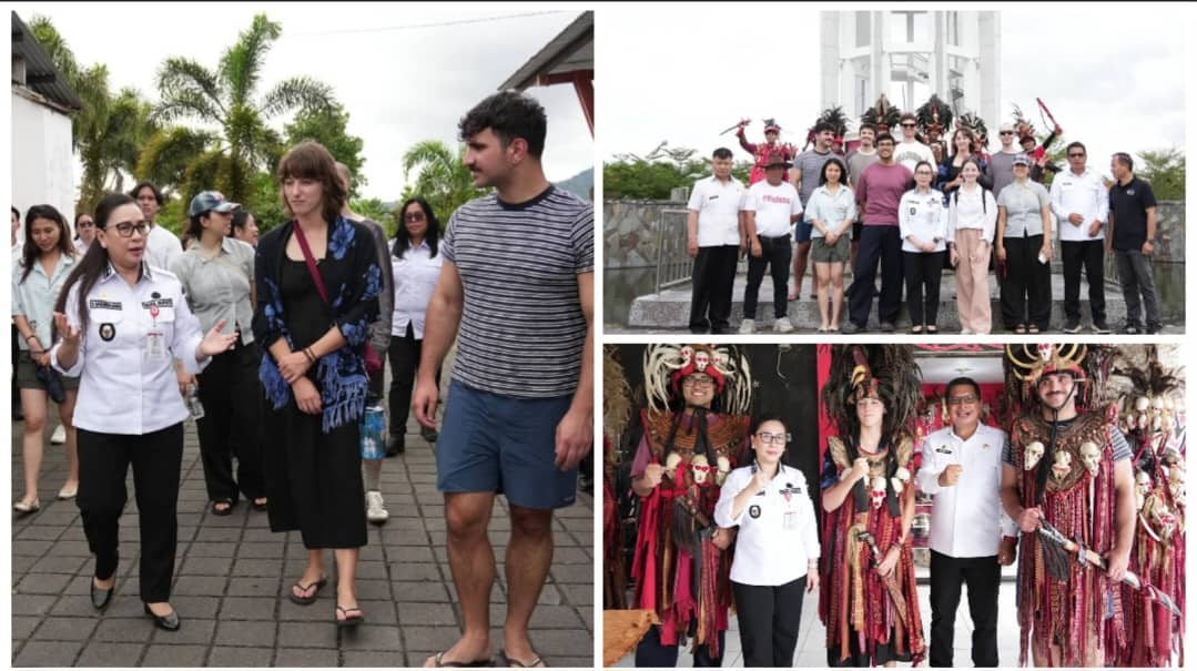 Wabup Vanda Sarundajang bersama mahasiswa Australia di Benteng Moraya Tondano