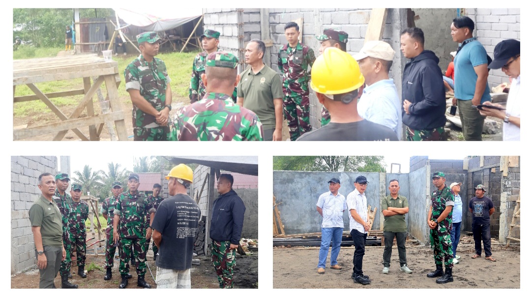 Dandim 1302 Minahasa Letkol Inf Bonaventura dampingi Irdam XIII Merdeka Brigjen TNI Esy Suharto tinjau proyek KDKMP Tomohon.